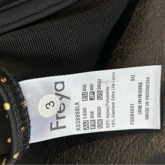 Freya Sagittarius Banded Halter Bikini Top 3888 Black with Gold Polkadot 36DD - Picture 8 of 9